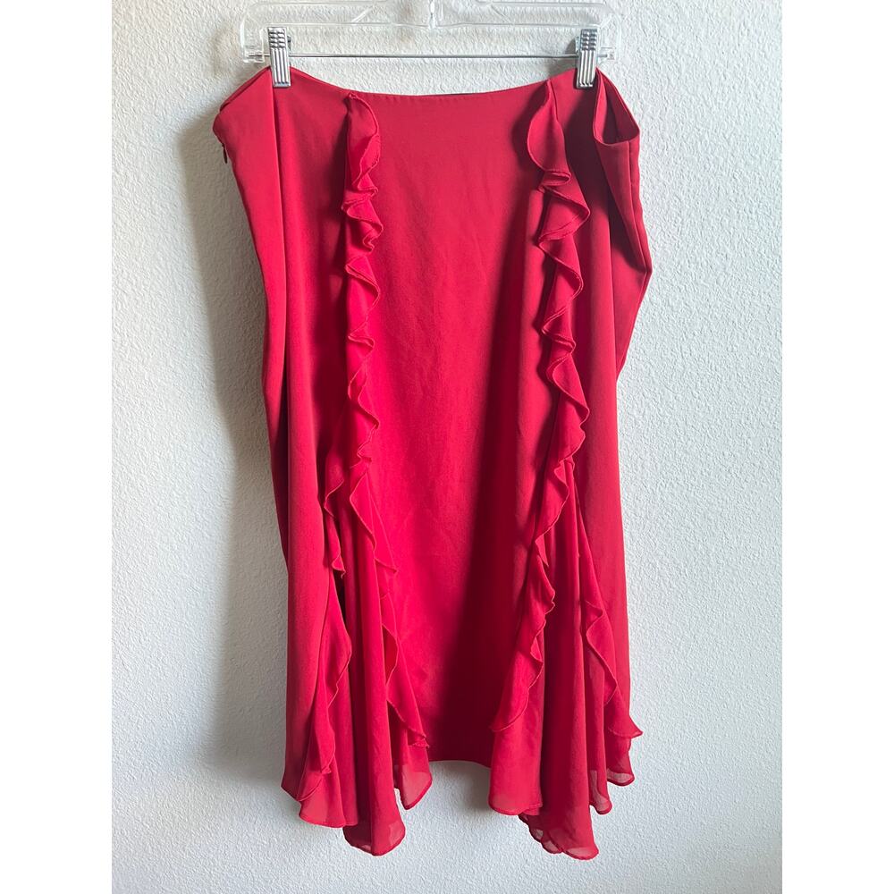 Rodarte X Universal Standard Red Chiffon Ruffle Mid Skirt Women 18-20 Balletcore - Picture 6 of 9
